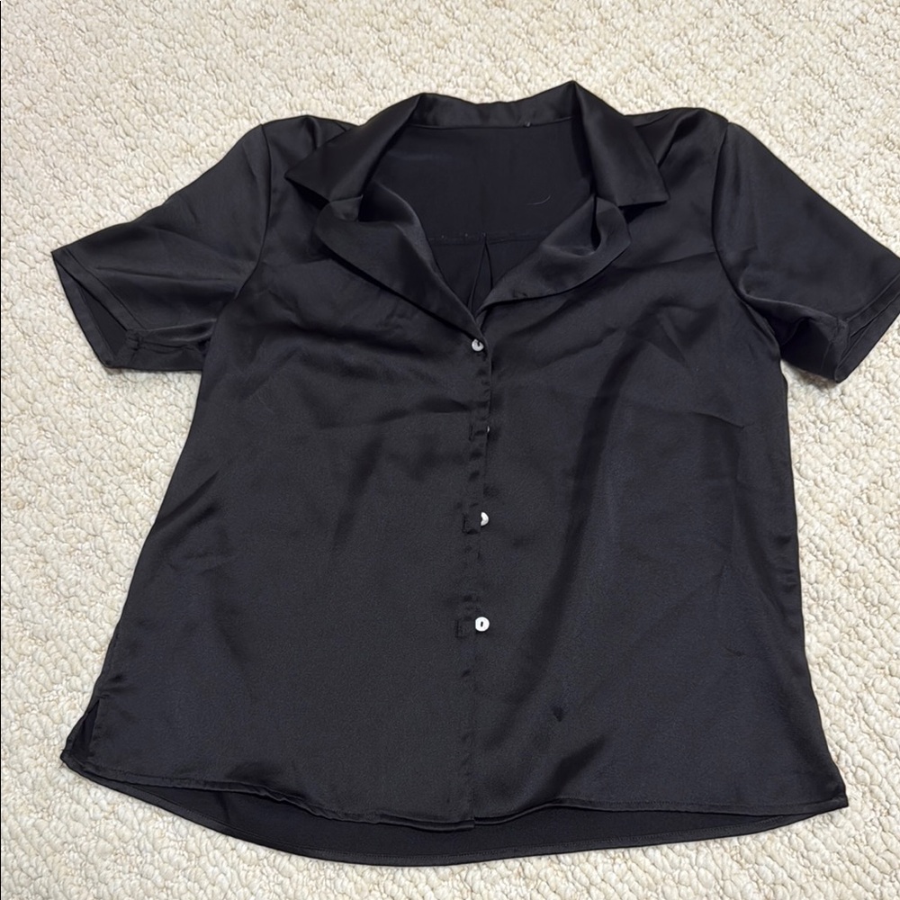 Black Satin Blouse